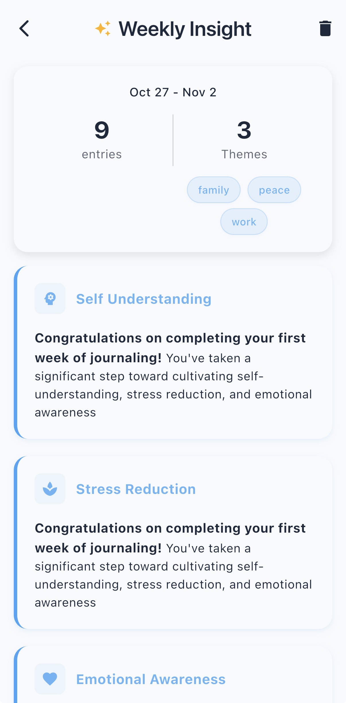 Weekly insights summary